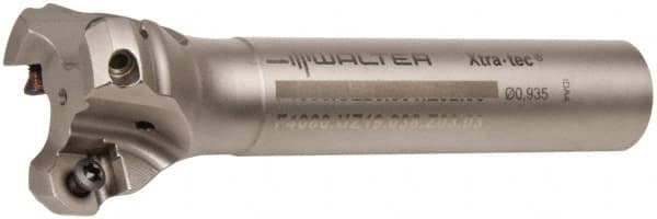 Walter - 3/4" Cut Diam, 8mm Max Depth of Cut, 3/4" Shank Diam, 8" OAL, Indexable Square Shoulder End Mill - AD.T 0803.. Inserts, Cylindrical Shank, 90° Lead Angle - Benchmark Tooling