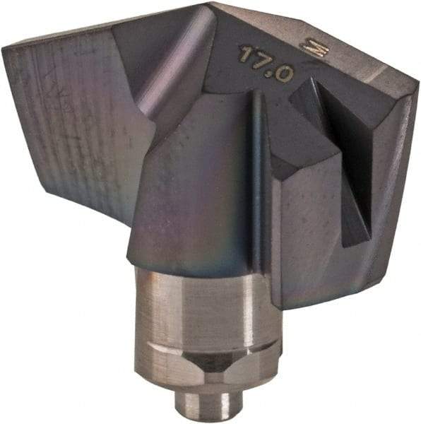 Iscar - Series ICM, 16.99mm Diam Grade IC907 140° Replaceable Drill Tip - Carbide, TiAlN/TiN Finish, 17 Seat Size - Benchmark Tooling