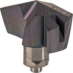 Iscar - Series ICM, 16.99mm Diam Grade IC907 140° Replaceable Drill Tip - Carbide, TiAlN/TiN Finish, 17 Seat Size - Benchmark Tooling