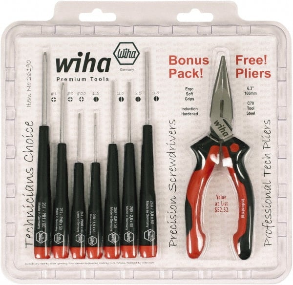 Wiha - 8 Piece Phillips & Slotted Screwdriver Set - Benchmark Tooling