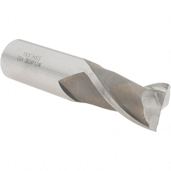 Value Collection - 1", 1-5/8" LOC, 1" Shank Diam, 4-1/8" OAL, 2 Flute, High Speed Steel Square End Mill - Single End, Uncoated, Spiral Flute, 30° Helix, Centercutting, Right Hand Cut, Right Hand Flute - Benchmark Tooling