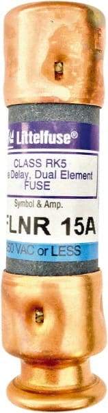 Value Collection - 125 VDC, 250 VAC, 15 Amp, Time Delay General Purpose Fuse - 2" OAL, 200 kA Rating, 9/16" Diam - Benchmark Tooling