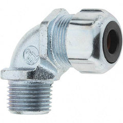 Value Collection - 1/4 to 3/8" Cable Capacity, Liquidtight, Elbow Strain Relief Cord Grip - Iron & Steel - Benchmark Tooling