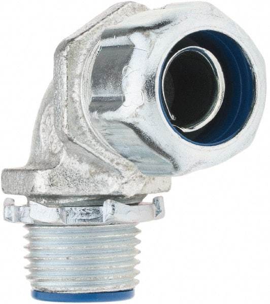 Value Collection - 3/8" Trade, Malleable Iron Threaded Angled FMC & Liquidtight Conduit Connector - Insulated - Benchmark Tooling