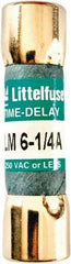 Value Collection - 250 VAC, 6.25 Amp, Time Delay Plug Fuse - 1-1/2" OAL, 10 at AC kA Rating, 13/32" Diam - Benchmark Tooling