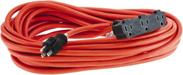 Value Collection - 50', 12/3 Gauge/Conductors, Orange Indoor & Outdoor Extension Cord - 15 Amps, 125 Volts, UL SJTW - Benchmark Tooling