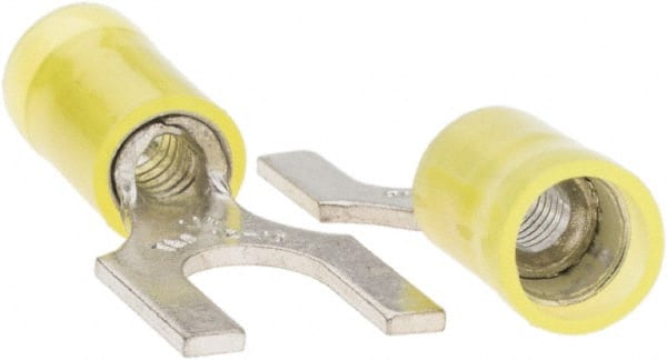 Value Collection - 1/4" Stud, 12 to 10 AWG Compatible, Partially Insulated, Crimp Connection, Standard Fork Terminal - Benchmark Tooling