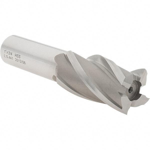 Value Collection - 1", 1-7/8" LOC, 3/4" Shank Diam, 4-1/8" OAL, 4 Flute, High Speed Steel Square End Mill - Single End, Uncoated, Spiral Flute, 30° Helix, Right Hand Cut, Right Hand Flute - Benchmark Tooling