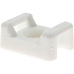 Value Collection - White, Cable Tie Mounting Base - 7/8" Long x 9.5mm High x 5/8" Wide Fastener Mount, Screw Size 8 - Benchmark Tooling