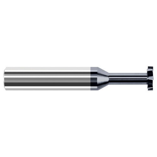 Staggered Tooth - 0.5000″ (1/2″) Cutter Diameter × 0.0050″ Radius × 0.0930″ (3/32″) Width × 0.7500″ (3/4″) Neck Length Carbide Corner Radius Stagger Keyseat Cutter, 8 Flutes, AlTiN Coated - Exact Industrial Supply