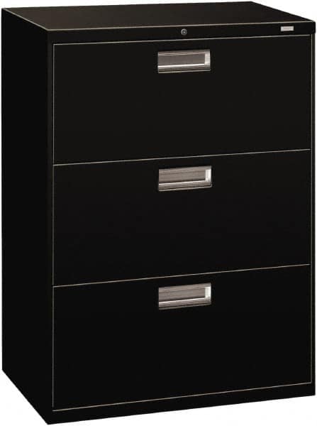 Hon - 30" Wide x 40.88" High x 19-1/4" Deep, 3 Drawer Roll-Out - Steel, Black - Benchmark Tooling