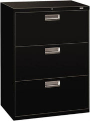 Hon - 30" Wide x 40.88" High x 19-1/4" Deep, 3 Drawer Roll-Out - Steel, Black - Benchmark Tooling