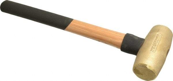 American Hammer - 5 Lb Head 1-3/4" Face Brass Nonmarring Hammer - 16" OAL, Wood Handle - Benchmark Tooling