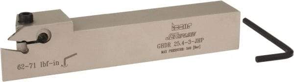 Iscar - GHD, External, Right Hand, 0.36" Max Depth of Cut, 0.11 to 0.157" Groove Width, Indexable Grooving Tool Holder - GI.., GPV.., TIP.. Insert Compatibility, 1" Shank Height, 1" Shank Width, 6" OAL, Through Coolant - Benchmark Tooling