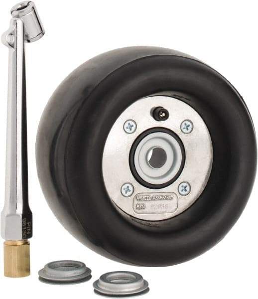 Dynabrade - 5" Wheel OD, 3-1/2" Wheel Width, 3,500 RPM, Composite, Pneumatic Wheel with Hub - 15-1/2" Long x 3-1/2" Wide, 1/2" Wheel Arbor Hole, For Use with 13206, 13207, 13507 & 13508 - Benchmark Tooling