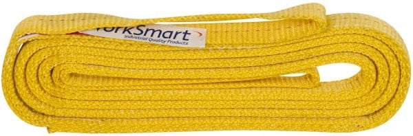 Value Collection - 10' Long x 1" Wide, 3,200 Lb Vertical Capacity, 2 Ply, Polyester Web Sling - 2,500 Lb Choker Capacity, with Eye & Eye (Flat) - Benchmark Tooling