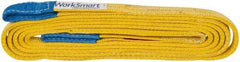 Value Collection - 16' Long x 1" Wide, 3,200 Lb Vertical Capacity, 2 Ply, Polyester Web Sling - 2,500 Lb Choker Capacity, with Eye & Eye (Flat) - Benchmark Tooling