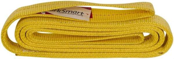 Value Collection - 8' Long x 2" Wide, 6,400 Lb Vertical Capacity, 2 Ply, Polyester Web Sling - 5,000 Lb Choker Capacity, with Eye & Eye (Flat) - Benchmark Tooling