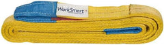 Value Collection - 14' Long x 2" Wide, 6,400 Lb Vertical Capacity, 2 Ply, Polyester Web Sling - 5,000 Lb Choker Capacity, with Eye & Eye (Flat) - Benchmark Tooling