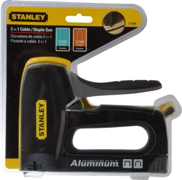 Stanley - Manual Wire & Cable Tacker Gun - 5/16" Staples, Chrome & Black, Aluminum Die Cast - Benchmark Tooling