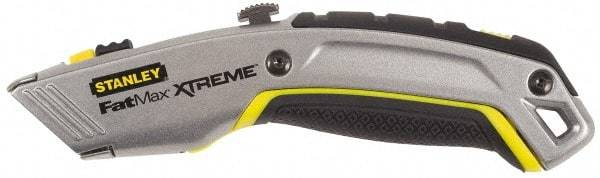 Stanley - Retractable Utility Knife - 2-7/16" Blade, Yellow, Silver & Black Zinc Handle, 4 Blades Included - Benchmark Tooling