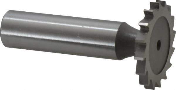 Whitney Tool Co. - 1-1/8" Diam x 1/8" Face Width, Cobalt, 16 Teeth, Shank Connection Woodruff Keyseat Cutter - Uncoated, 2-1/8" OAL x 1/2" Shank, Straight Teeth - Benchmark Tooling