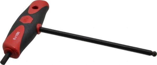 Wiha - 6mm Hex, T-Handle Cushion Grip, Hex Key - 150mm OAL, Metric System of Measurement - Benchmark Tooling