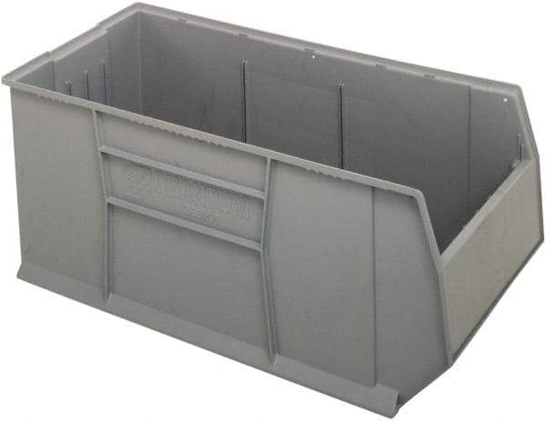 Quantum Storage - 175 Lb. Load Capacity, 41-7/8" Deep, Gray Polypropylene Hopper Stacking Bin - 17-1/2" High x 19-7/8" Wide x 41-7/8" Long - Benchmark Tooling