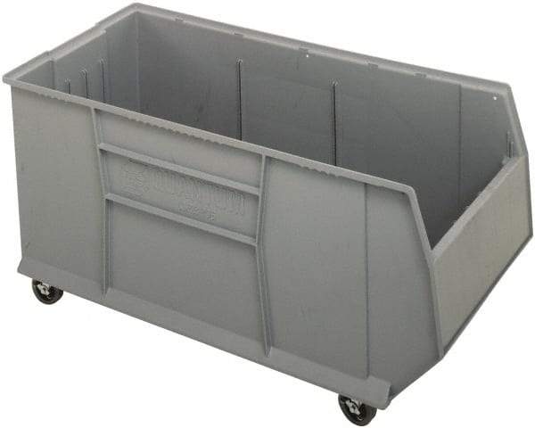 Quantum Storage - 175 Lb. Load Capacity, 41-7/8" Deep, Gray Polypropylene Hopper Stacking Bin - 17-1/2" High x 16-1/2" Wide x 41-7/8" Long - Benchmark Tooling