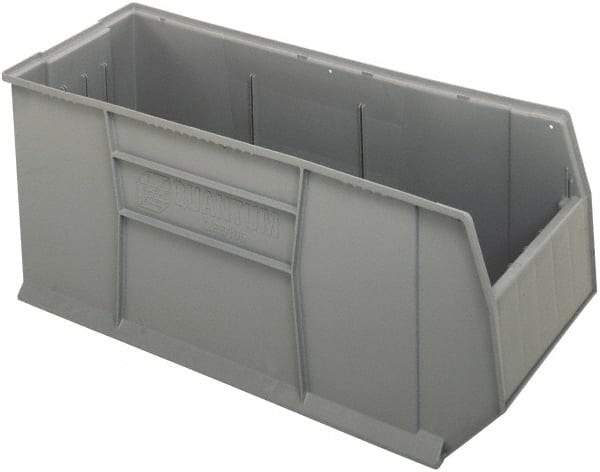 Quantum Storage - 175 Lb. Load Capacity, 41-7/8" Deep, Gray Polypropylene Hopper Stacking Bin - 17-1/2" High x 16-1/2" Wide x 41-7/8" Long - Benchmark Tooling