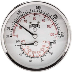 Winters - 3" Dial, 1/2 Thread, 0-100 Scale Range, Pressure Gauge - Center Back Connection Mount, Accurate to 0.03% of Scale - Benchmark Tooling