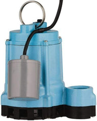 Little Giant Pumps - 4/10 hp, 9 Amp Rating, 115 Volts, Piggyback Mechanical Float Operation, Effluent Pump - 1 Phase, Cast Iron Housing - Benchmark Tooling