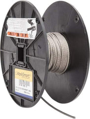 Value Collection - 50' Long, 1/8" Diam, Aircraft Cable - 1,780 Lb Breaking Strength, Material Grade 316, 7 x 19 Strand Core - Benchmark Tooling