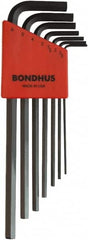 Bondhus - 7 Piece L-Key Ball End Hex Key Set - Hex Range 1.5 to 6mm, 8-3/4" OAL, Protanium High Torque Steel - Benchmark Tooling