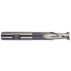 1 Dia. x 7-1/4 Overall Length 2-Flute Square End High Speed Steel SE End Mill-Round Shank-Extension -TiN - Benchmark Tooling