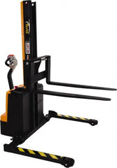 Vestil - 1,500 Lb Capacity, 64" Lift Height, Battery Powered Stacker - 1-1/2" Lowered Height, 42" Fork Length, 58-1/2" Overall Width - Benchmark Tooling