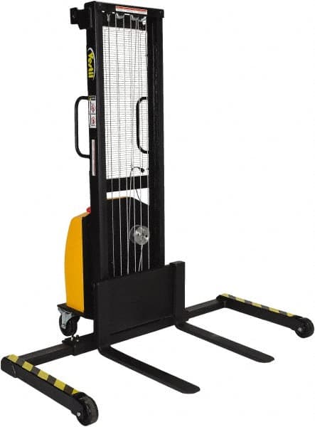 Vestil - 770 Lb Capacity, 59" Lift Height, Battery Powered Stacker - 1-9/16" Lowered Height, 30" Fork Length, 45" Overall Width - Benchmark Tooling