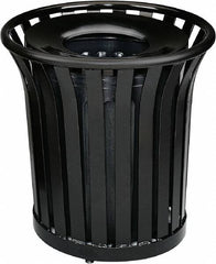 Rubbermaid - 36 Gal Black Round Decorative Waste Receptacle With Top - Steel, 826mm High - Benchmark Tooling