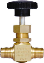 Brennan - 1/4" Pipe, Straight Needle Valve - PTFE Seal, NPT Ends, Brass Valve, 3,000 Max psi - Benchmark Tooling