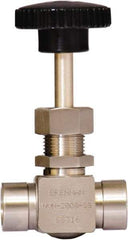Brennan - 1/4" Pipe, Straight Needle Valve - PTFE Seal, NPT Ends, Stainless Steel Valve, 6,000 Max psi - Benchmark Tooling