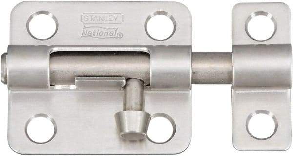 National Mfg. - 2-1/2" Long, 1-1/2" Wide Barrel Bolts - Stainless Steel - Benchmark Tooling