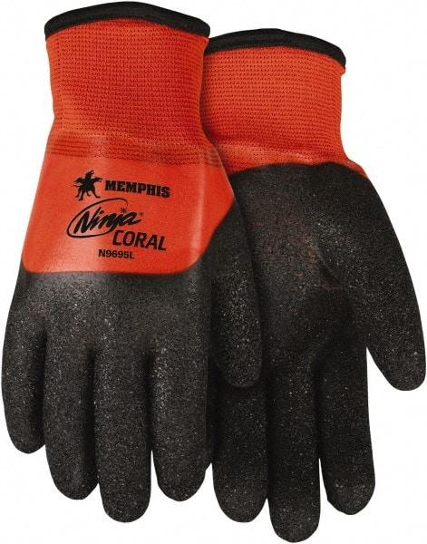 MCR Safety - Size 2XL (11) PVC with Black Coral Coated Nylon Work Gloves - Fully Coated, Paired - Benchmark Tooling