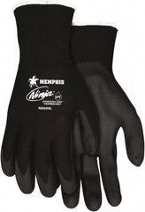 MCR Safety - Size L, ANSI Puncture Lvl 2, Abrasion Lvl 3, Cut & Puncture Resistant Gloves - Palm Coated, Black - Benchmark Tooling