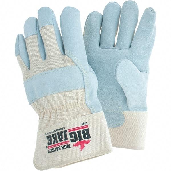 MCR Safety - Size XL (10), ANSI Cut Lvl 3, Abrasion Lvl 6, Leather Cut & Puncture Resistant Gloves - 12.5" Long, White/Gray, Paired - Benchmark Tooling