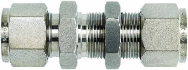 Brennan - 1/2" OD, Stainless Steel Bulkhead Union - Comp x Comp Ends - Benchmark Tooling