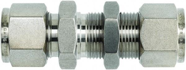 Brennan - 1/4" OD, Stainless Steel Bulkhead Union - Comp x Comp Ends - Benchmark Tooling