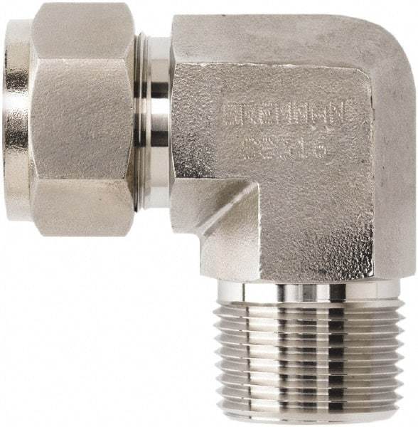 Brennan - 1/2" OD, Stainless Steel Male Elbow - MNPT Ends - Benchmark Tooling