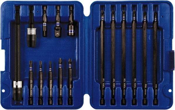 Irwin - 16 Piece, Screwdriver Insert Bit Set - #1 to #3 Phillips, T15 to T30 Torx - Benchmark Tooling