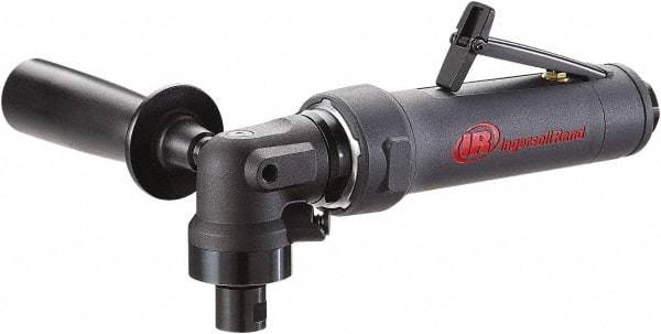 Ingersoll-Rand - 1/4" Collet, Angle Handle, Air Angle Die Grinder - 12,000 RPM, Rear Exhaust, 17 CFM, 1 hp, 90 psi - Benchmark Tooling