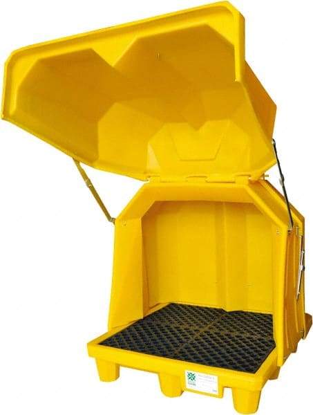 UltraTech - 66 Gal Sump, 6,000 Lb Capacity, 4 Drum, Polyethylene Spill Deck or Pallet - 58" Long x 54" Wide x 65" High, Liftable Fork, Drain Included, 2 x 2 Drum Configuration - Benchmark Tooling